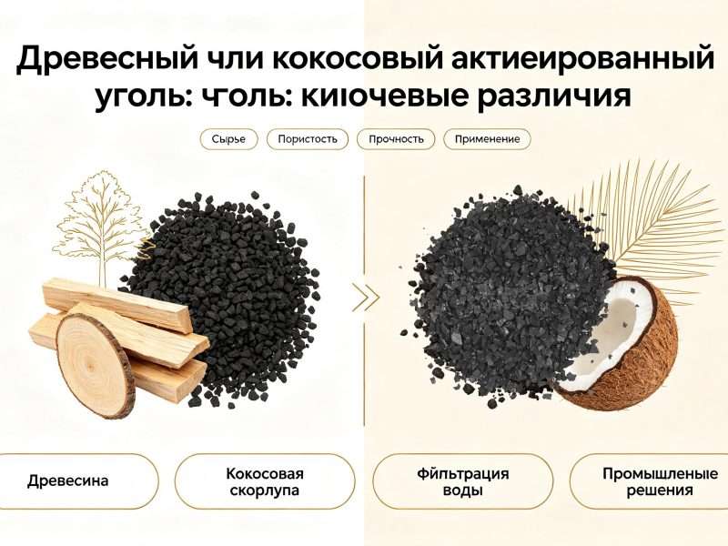 Древесный или кокосовый активированный уголь: ключевые различия и как выбрать подходящий вариант